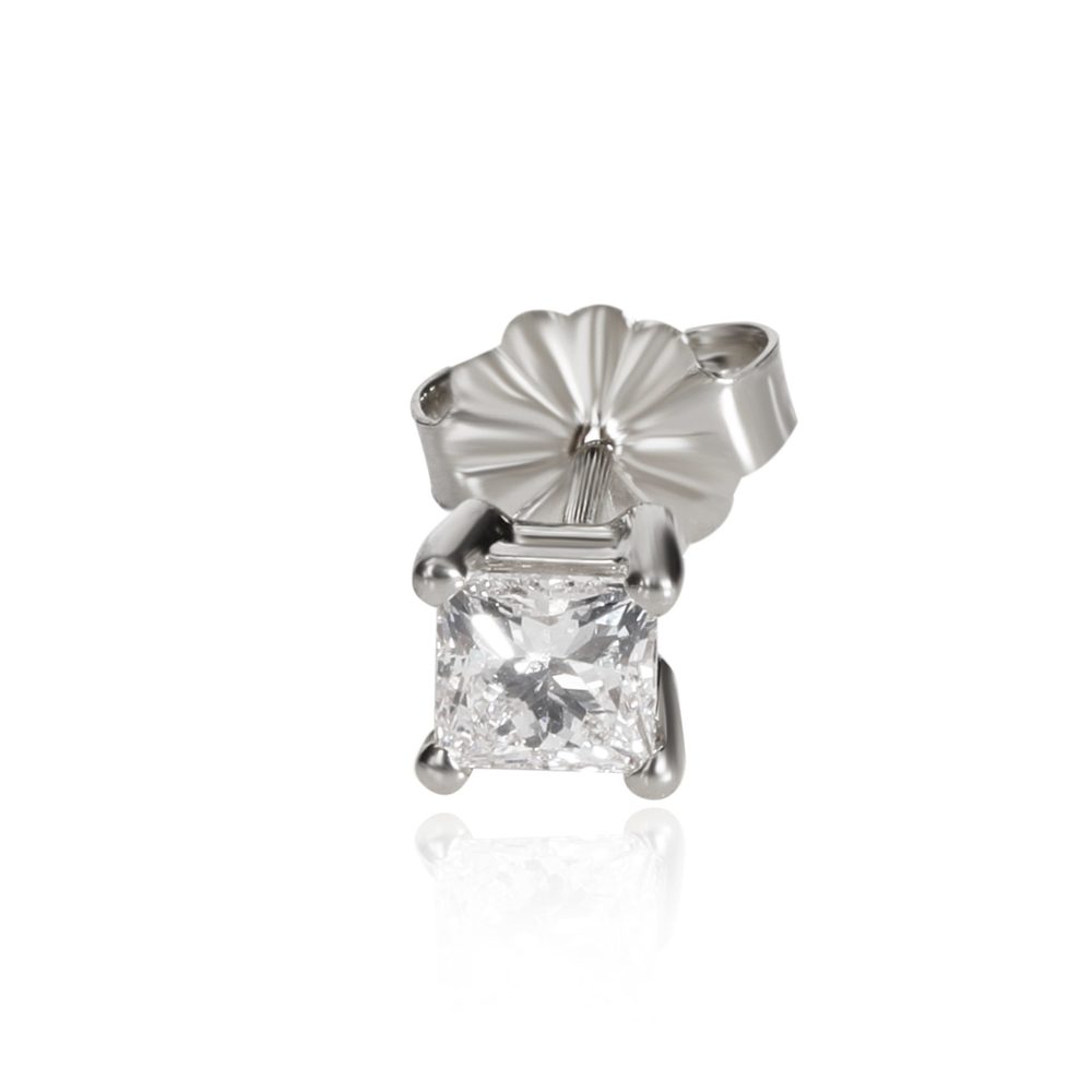 GIA Certified Princess cut Single Diamond Stud Earring in 14K Gold G/VS1 0.50 Ct